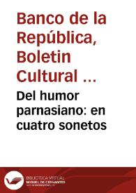 Del humor parnasiano: en cuatro sonetos | Biblioteca Virtual Miguel de Cervantes
