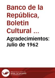 Agradecimientos: Julio de 1962 | Biblioteca Virtual Miguel de Cervantes