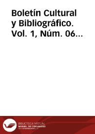 Boletín Cultural y Bibliográfico. Vol. 1, Núm. 06 (1958) | Biblioteca Virtual Miguel de Cervantes