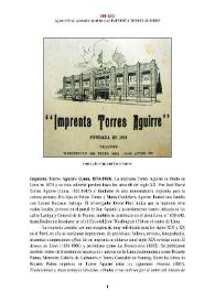 Imprenta Torres Aguirre (Lima, 1874-1960) [Semblanza] / Agustín Prado Alvarado | Biblioteca Virtual Miguel de Cervantes