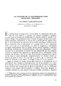 La vivencia de la enfermedad como problema histórico / Por Pedro Laín Entralgo | Biblioteca Virtual Miguel de Cervantes