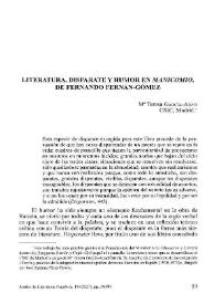 Literatura, disparate y humor en "Manicomio", de Fernando Fernán-Gómez / Mª Teresa García-Abad | Biblioteca Virtual Miguel de Cervantes