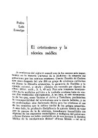 El cristianismo y la técnica médica / Pedro Laín Entralgo | Biblioteca Virtual Miguel de Cervantes