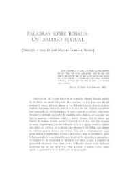 Palabras sobre Rosalía: un diálogo textual / selección y nota de José Manuel González Herrán | Biblioteca Virtual Miguel de Cervantes