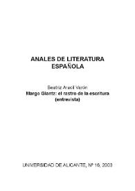 Margo Glantz: el rastro de la escritura (Entrevista) / Beatriz Aracil Varón | Biblioteca Virtual Miguel de Cervantes