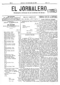 El Jornalero : semanario defensor de los intereses del obrero (Alcoy). Año 1, núm. 10, 23 de noviembre de 1889 | Biblioteca Virtual Miguel de Cervantes