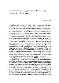 La infancia en la Argentina de los años 60. Laboratorio de la utopía / Sergio A. Pujol | Biblioteca Virtual Miguel de Cervantes