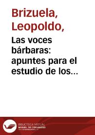 Las voces bárbaras: apuntes para el estudio de los "Cuentos de Hades" de Luisa Valenzuela / por Leopolzo Brizuela | Biblioteca Virtual Miguel de Cervantes