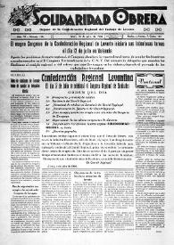 Solidaridad Obrera : Órgano y Portavoz de la Confederación Regional del Trabajo de Levante. Núm. 126,  10 de julio de 1936 | Biblioteca Virtual Miguel de Cervantes