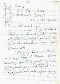 Carta de Jorge Guillén a Camilo José Cela. Venecia, 22 de septiembre de 1952 | Biblioteca Virtual Miguel de Cervantes