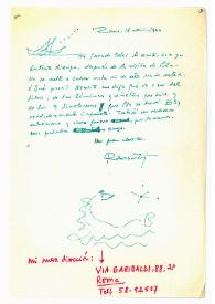 Carta de Rafael Alberti a Camilo José Cela. Roma, 18 de abril de 1966
 | Biblioteca Virtual Miguel de Cervantes