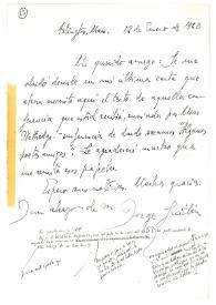 Carta de Jorge Guillén a Camilo José Cela. Arlington, 12 de enero de 1960
 | Biblioteca Virtual Miguel de Cervantes