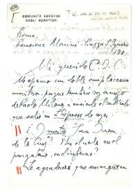 Carta de Jorge Guillén a Camilo José Cela. Roma, junio de 1960
 | Biblioteca Virtual Miguel de Cervantes