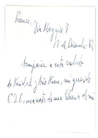 Carta de Jorge Guillén a Camilo José Cela. Firenze, 17 de diciembre de 1962
 | Biblioteca Virtual Miguel de Cervantes