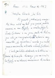 Carta de Jorge Guillén a Camilo José Cela. Firenze, 18 de marzo de 1965
 | Biblioteca Virtual Miguel de Cervantes