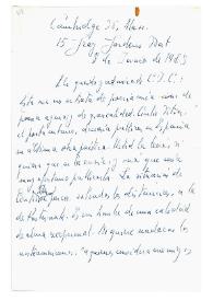 Carta de Jorge Guillén a Camilo José Cela. Cambridge, 8 de junio de 1965
 | Biblioteca Virtual Miguel de Cervantes