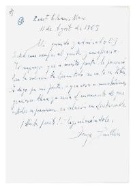 Carta de Jorge Guillén a Camilo José Cela. Orleans, 11 de agosto de 1965
 | Biblioteca Virtual Miguel de Cervantes