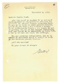 Carta de Max Aub a Camilo José Cela. México, 2 de diciembre de 1963 | Biblioteca Virtual Miguel de Cervantes