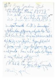Carta de Jorge Guillén a Camilo José Cela. Cambridge, 5 de octubre de 1969
 | Biblioteca Virtual Miguel de Cervantes