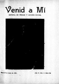 Venid a Mí : revista de piedad y acción social. Núm. 59, 25 de marzo de 1921 | Biblioteca Virtual Miguel de Cervantes