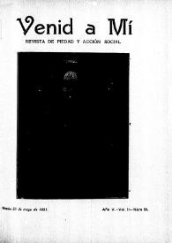 Venid a Mí : revista de piedad y acción social. Núm. 61, 25 de mayo de 1921 | Biblioteca Virtual Miguel de Cervantes