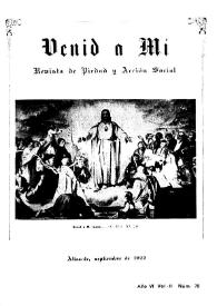 Venid a Mí : revista de piedad y acción social. Núm. 76, septiembre de 1922 | Biblioteca Virtual Miguel de Cervantes