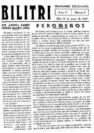 Bilitri : Semanario Estudiantil. Núm. 9, 31 de enero de 1944 | Biblioteca Virtual Miguel de Cervantes