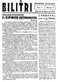 Bilitri : Semanario Estudiantil. Núm. 12, 21 de febrero de 1944 | Biblioteca Virtual Miguel de Cervantes