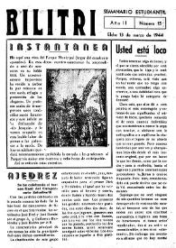 Bilitri : Semanario Estudiantil. Núm. 15, 13 de marzo de 1944 | Biblioteca Virtual Miguel de Cervantes