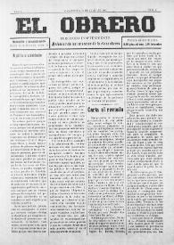 El Obrero: Periódico Independiente, Defensor de los Intereses de la Clase Obrera. Núm. 5, 15 de julio de 1905 | Biblioteca Virtual Miguel de Cervantes