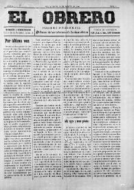 El Obrero: Periódico Independiente, Defensor de los Intereses de la Clase Obrera. Núm. 9, 12 de agosto de 1905 | Biblioteca Virtual Miguel de Cervantes