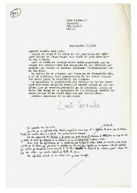 Carta de Luis Cernuda a Camilo José Cela. México, 15 de septiembre de 1960
 | Biblioteca Virtual Miguel de Cervantes