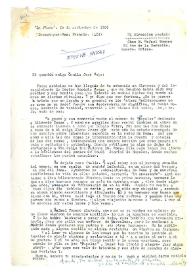 Carta de María Zambrano a Camilo José Cela. Crozet-par-Gex, Francia, 10 de septiembre de 1964
 | Biblioteca Virtual Miguel de Cervantes