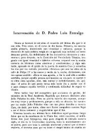 Intervención de D. Pedro Laín Entralgo / Pedro Laín Entralgo | Biblioteca Virtual Miguel de Cervantes