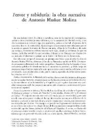 Fervor y sabiduría: la obra narrativa de Antonio Muñoz Molina / Andrés Soria Olmedo | Biblioteca Virtual Miguel de Cervantes