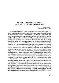 Primera época de la prosa de Juan Gil-Albert: hasta 1939 / Jacobo Cortines | Biblioteca Virtual Miguel de Cervantes