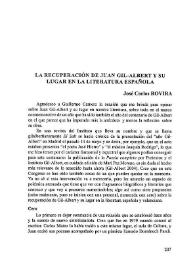 La recuperación de Juan Gil-Albert y su lugar en la literatura española / José Carlos Rovira | Biblioteca Virtual Miguel de Cervantes