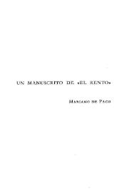 Un manuscrito de "El rento" / Mariano de Paco | Biblioteca Virtual Miguel de Cervantes