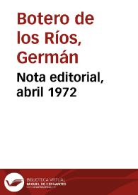 Nota editorial, abril 1972 | Biblioteca Virtual Miguel de Cervantes