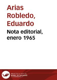Nota editorial, enero 1965 | Biblioteca Virtual Miguel de Cervantes