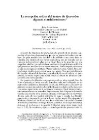 La recepción crítica del teatro de Quevedo: algunas consideraciones / Julio Vélez Sainz | Biblioteca Virtual Miguel de Cervantes