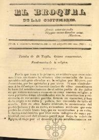 El Broquel de las Costumbres. Tomo I, núm. 11, miércoles 13 de agosto de 1834 | Biblioteca Virtual Miguel de Cervantes