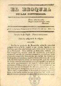 El Broquel de las Costumbres. Tomo I, núm. 13, miércoles 20 de agosto de 1834 | Biblioteca Virtual Miguel de Cervantes