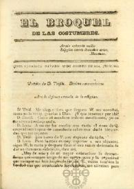 El Broquel de las Costumbres. Tomo I, núm. 14, sábado 23 de agosto de 1834 | Biblioteca Virtual Miguel de Cervantes