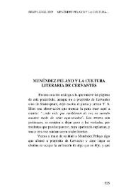 Menéndez Pelayo y la cultura literaria de Cervantes / Francisco Pérez Gutiérrez | Biblioteca Virtual Miguel de Cervantes
