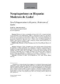 Neopitagorismo en Hispania: Moderato de Gades / José M.ª Zamora Calvo | Biblioteca Virtual Miguel de Cervantes