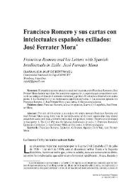Francisco Romero y sus cartas con intelectuales exiliados españoles: José Ferrater Mora / Clara Alicia Jalif de Bertranou | Biblioteca Virtual Miguel de Cervantes