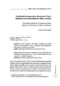 Legitimidad democrática, Rousseau y Kant. Respuesta a los comentarios de Aldao y Keinert / Jan-R. Sieckmann | Biblioteca Virtual Miguel de Cervantes