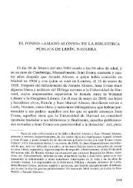 El Fondo "Amado Alonso" de la Biblioteca Pública de Lerín, Navarra / Vidal Torres Caballero | Biblioteca Virtual Miguel de Cervantes
