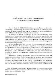 José Musso Valiente, observador curioso de costumbres / José Luis Molina Martínez | Biblioteca Virtual Miguel de Cervantes